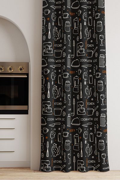 AYSHOME Cortina de bucătărie neagră Ays Home - Acordați atenție dimensiunilor