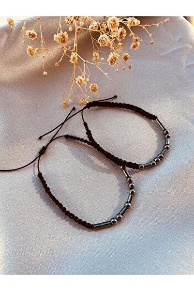 H&G Accessories الهيماتيت الحجر الطبيعي مورس الأبجدية سوار هدية زوجين سوار