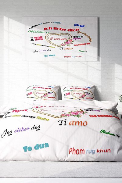 PerlaSera 3D Custom Design for Valentine's Day - Double Duvet Cover Set, Tightly Woven Cotton Satin