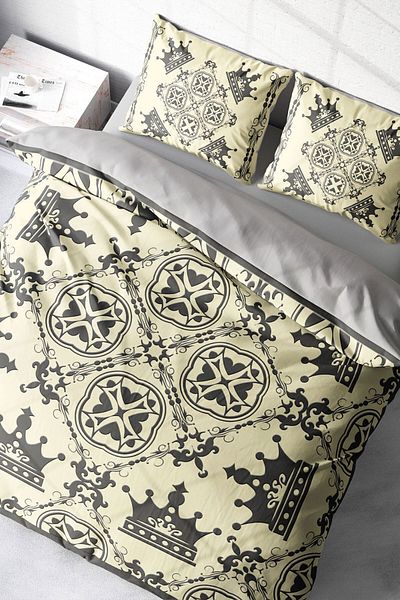 PerlaSera King Royal Classic Double Duvet Cover Set - Tightly Woven Cotton Satin, 3D Custom Design