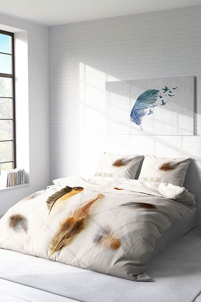 PerlaSera 3D Custom Design - Double Duvet Cover Set, Tightly Woven Cotton Satin Feather