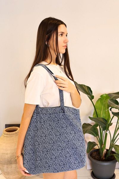 ICONE BAG Geantă tote pentru femei cu model cu volum mare - Pânză de mână și de umăr
