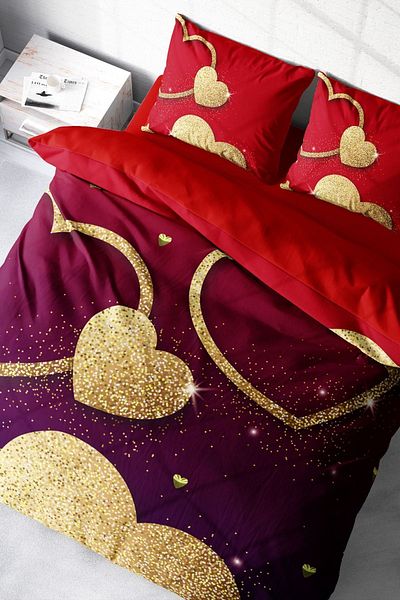 PerlaSera 3D Custom Design for Valentine's Day - Double Duvet Cover Set, Tightly Woven Cotton Satin