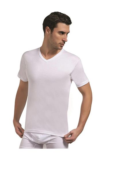 Saran Tricou pentru bărbați cu decolteu în V 3002 - 3 buc