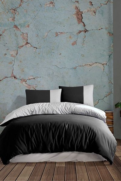 Cote Blanc Black Gray Double 100% Cotton Quilt Cover Set