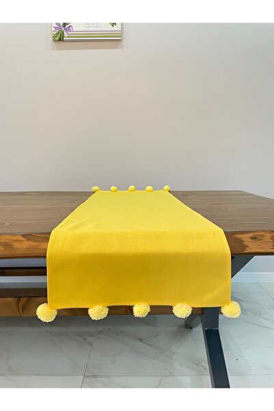 HALATÇI HOME - Runner decorativ cu pompon galben