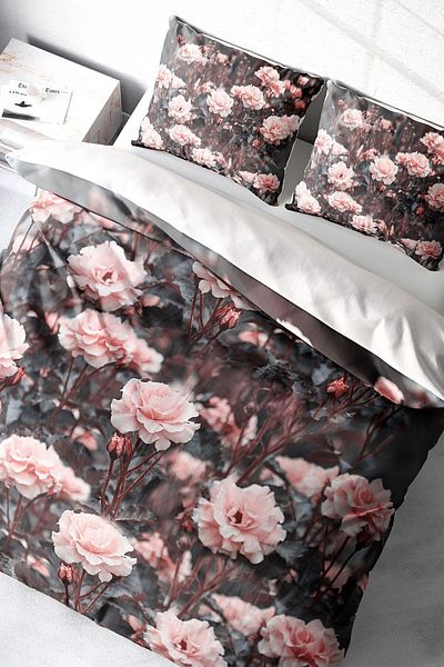 PerlaSera 3D Custom Designed Roses Garden - Double Cotton Satin Duvet Cover Set