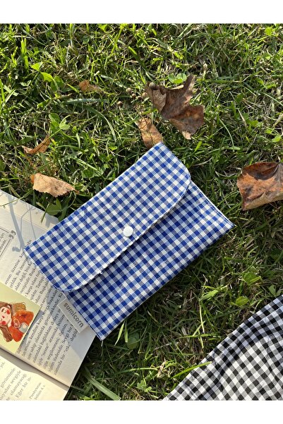 Sumicorn Design Saks Mavi Pötikareli Yıkanabilir Çıtçıt Detaylı Ped Çantası, ...