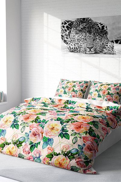 PerlaSera 3D Custom Designed Flower Spring - Double Cotton Satin Duvet Cover Set