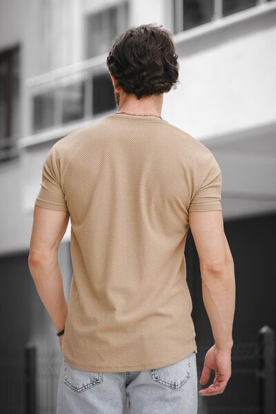 Oksit Ft 2454 Ανδρικό μπλουζάκι με πλεκτό σχέδιο Crew Neck Lycra Slim Fit