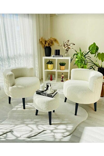 BEYLERBEYİ Çay Seti İkili Koltuk Berjer Ve Puf Takımı (salon, Balkon, Ofis) 3...