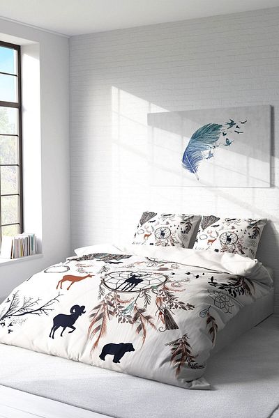 PerlaSera 3D Custom Design - Calmness Natural Double Duvet Cover Set, Tightly Woven Cotton Satin