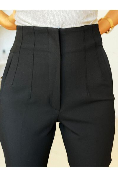 ElModa Boutique Flat Front Trousers /black -carol
