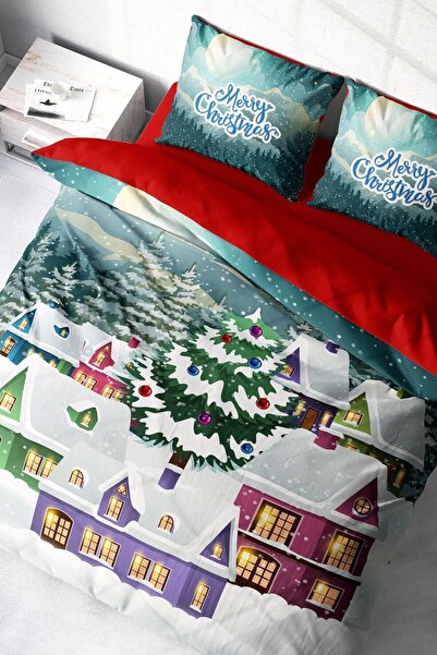 MonoHome Nova godina Set posteljine (set od Čaršav sa lastišem) Bračni Pamuk ...