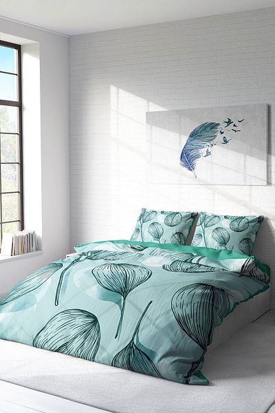 MonoHome 100% Cotton Satin Double Duvet Cover Set with Elastic Sheets Baloni