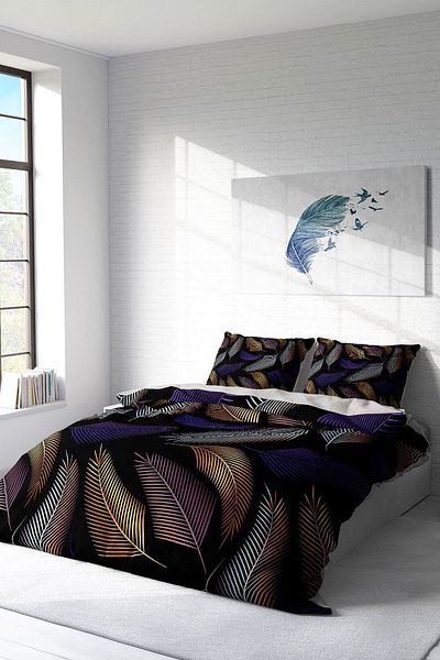 PerlaSera 3D Custom Design - Double Cotton Satin Duvet Cover Set, Color Leaf