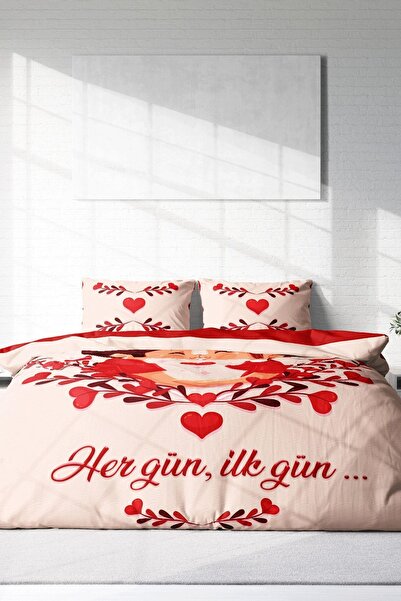 PerlaSera 3D Custom Design for Valentine's Day - Double Duvet Cover Set, Tightly Woven Cotton Satin