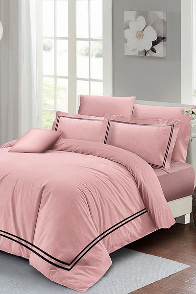 PerlaSera Luxury 3D Custom Design - Double Duvet Cover Set, Tight Woven Cotton Satin, Powder
