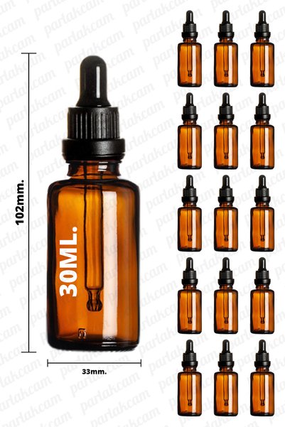 parlakcam Damlalıklı Şişe 30ml Kilit Kapaklı Cam Damlalıklı 30cc Kahverengi C...