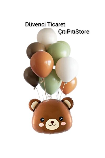 DÜVENCİ TİCARET RETRO RENK AYICIK KAFA BALON SET