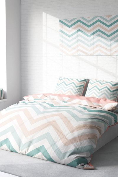 PerlaSera 3D Custom Design Duvet Cover Set - Zigzag, Double, Cotton Satin