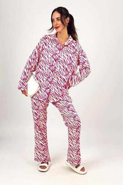 Betimoda Women's 2-Piece Linen Shirt Wide Leg Palazzo Trousers Bottom Top Set