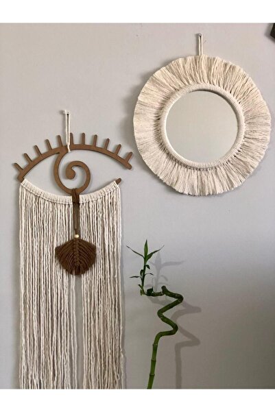 EHL-İ TİCARET Makrome Ayna Ve Bohem Göz Duvar Süsü 2'li Set