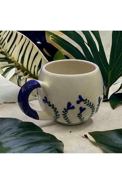 SeraCEY Embossed Hand Embroidered Balloon Mug - Navy Blue