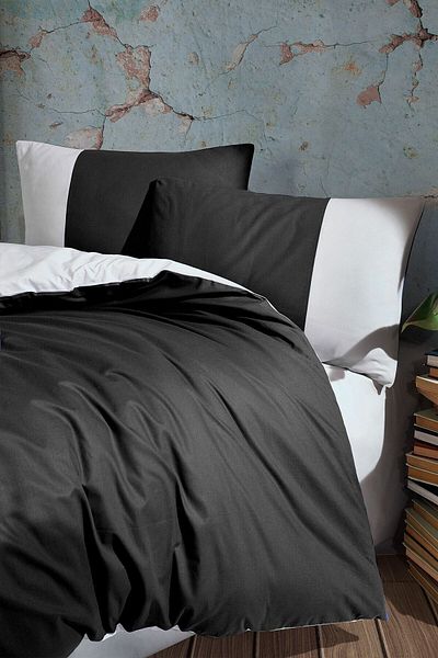 Cote Blanc Black Gray Double 100% Cotton Quilt Cover Set