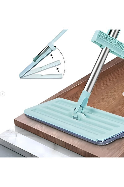 Genel Markalar Mikrofiber bezli Mop Yer Ve Duvar Silme Kendinden Sıkmalı Yedek Bezli Paspas Mop Seti-Yedek Bez Hediyeli