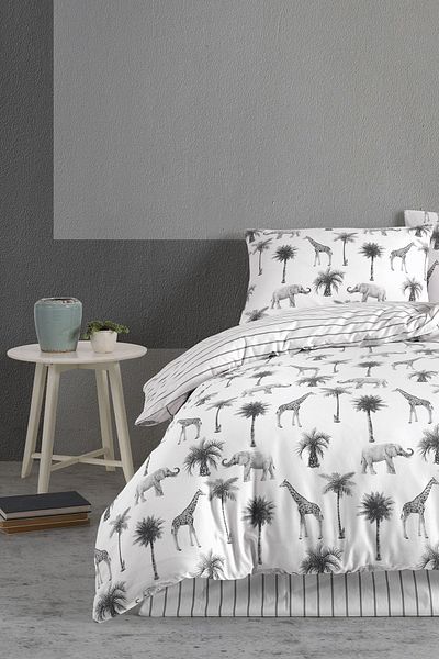Cote Blanc Jungle 100% Cotton - Single Double Sided Duvet Cover Set