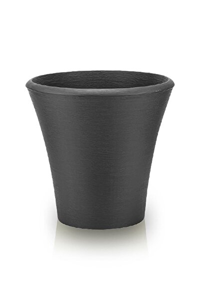 ToXA Begonvil 38cm Antrasit Yuvarlak 23 Litre Beton Görünümlü Plastik Saksı D...