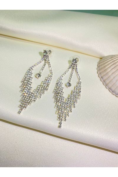 Furtek Aksesuar Zircon Stone Dangle Women's Bijouterie Earrings - Casual, Wedding and Engagement Prom Trend