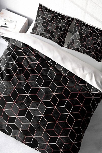 MonoHome Σετ Παπλωματοθήκη Gold Cube 3d Cotton Satin Διπλό