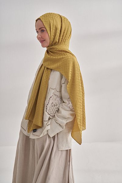 ARMANDA Oil Green Nanya Jacquard T Patterned Shawl
