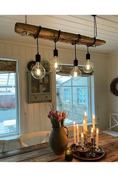 Genel Markalar Ahşap Avize,Doğal Halatlı Aydınlatma,Rustic Tavan Lambası