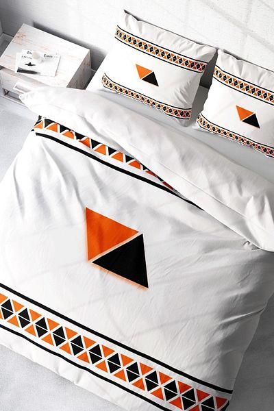 PerlaSera 3D Custom Design Geo - Double Duvet Cover Set, Tightly Woven Cotton Satin
