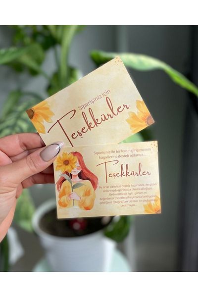 Hayal.kirtasiyesi Women's entrepreneur thank you card 10x7 cm duplex 20 pieces, small business thank you card, note card