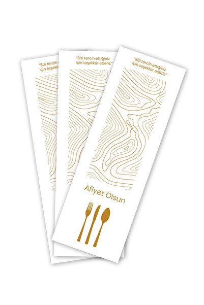 Balkan Kağıt Sülfit Çatal Kaşık Bıçak Kılıfı 100 Adet - 8cm X 24cm (PARMAK İZİ DESENLİ) Tek Kullanımlık