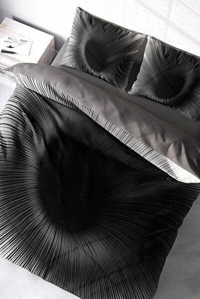 MonoHome King Size Gray Wortex 3D Cotton Satin Double Duvet Cover Set 220X240Cm