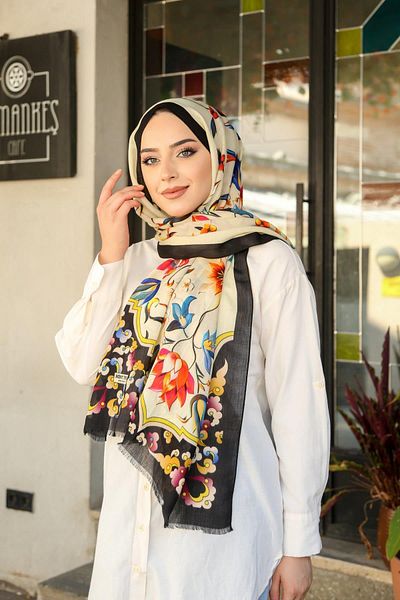 Hint İpek Wool Cashmere Patterned Shawl Model - Yunkv01-02