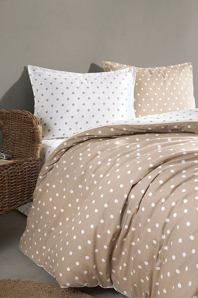 Cote Blanc Capuccino Dots - 100% памук, двоен, двустранен комплект завивки