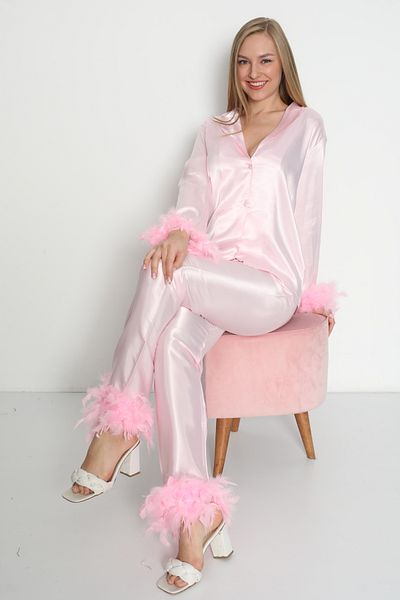 SATTENS Otriş Bride Written Satin Pajama Set - Feather and Dowry