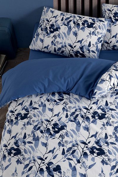 Cote Blanc Leaves 100% Bumbac - Set de cuvertură dublu și reversibil