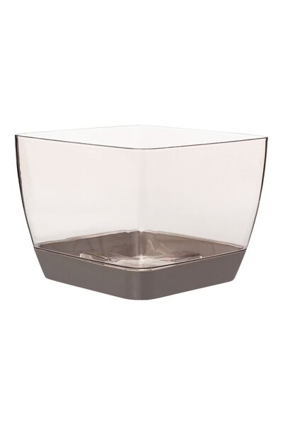ToXA 3lt 18x18x13cm Kare Orkide Aranjman Saksısı Geçmeli Tabaklı Kristal Plas...