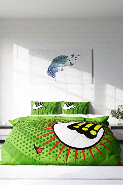 PerlaSera 3D Custom Design - Double Duvet Cover Cotton Satin Set, Attention Please