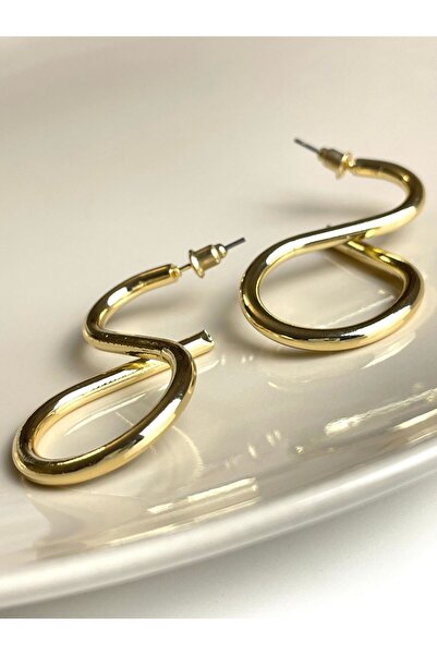Poison Accessories Sonsuzluk işareti gold renk büyük çelik küpe