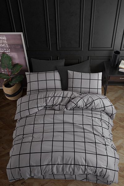Cote Blanc Single Tile Gray 100% Cotton Bedding Set