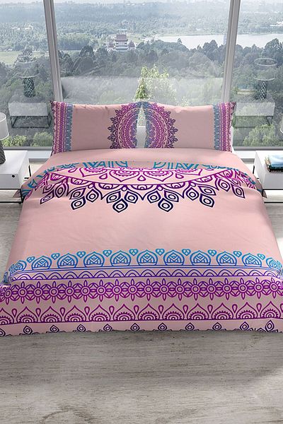 Cattleya Mandala 3D Cotton Satin Double Duvet Cover Set