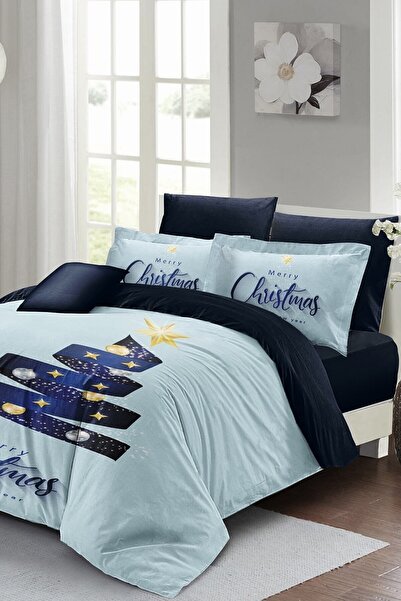 MonoHome Christmas Duvet Cover Set (With Elastic Sheets) Double 100% Cotton S...